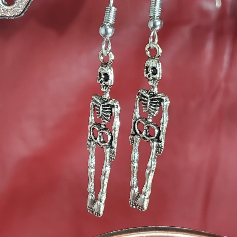 Silver Skeleton Earrings